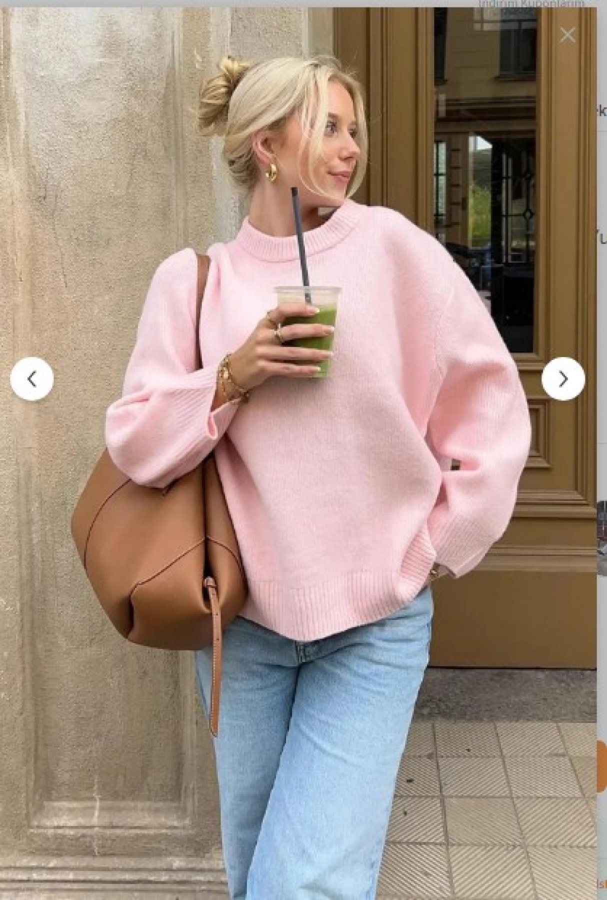 K-ODEA BUTİK Kadın FÜME Oversize Triko Kazak - Yumuşak Dokulu Bisiklet Ya - pembe